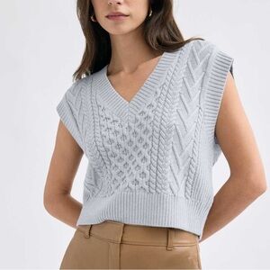 ARITZIA Babaton Emporia Merino Wool Sweater Vest Light Grey XS